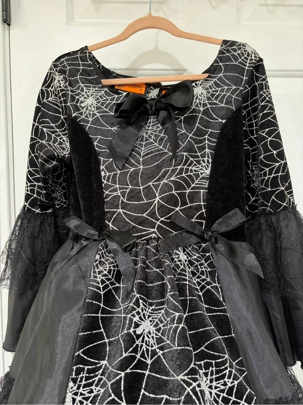 Black Spiderweb Gothic Witch Costume Dress for Girls Size M (10)